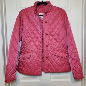 Talbots Quilted Jacket Sz Small Cranberry Rust Color